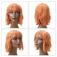 Уникатни поволни перики за човечка коса за жени дама 14 розово-портокалова кадрава перика со капаче за перика