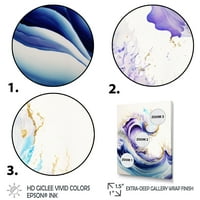 DesignArt Blue, Gold и Purple Splash Paint II платно wallидна уметност