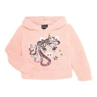 Мис Chievous Girls Sequin Critter Plush Fau Sherpa Pullover Hoodie