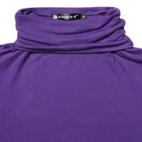 Женски долг ракав желка врат завиткана есенска блуза виолетова 18