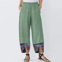 Оалиро Панталони За Жени Работат Обични Памучни Ленени Зелени Цветни Панталони За Печатење За Жени Л