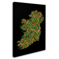 Трговска марка ликовна уметност Ирска еир градска мапа на текст Канвас уметност од Мајкл Томпсет