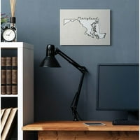 СТУПЕЛ ИНДУСТРИИ Мериленд Мапа на домашна држава Неутрална печатена дизајн платно wallидна уметност од Дафне Полсели