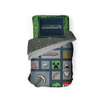Adventure Minecraft Adventure Twin Bed-in-A-Bag, микрофибер, зелена боја