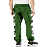 Глонме Еластична Половината Панталони За Мажи Обични Спортски Панталони Опремени Снегулка Печатење Божиќ Долго Панталони Стил