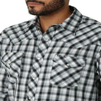 Wrangler® маж со долг ракав за западен карирана кошула