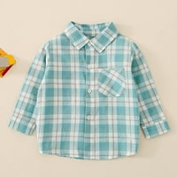 Детско деца бебешки момчиња кошули копче надолу за западните кошули момчиња облека облеки од мали маици со карирани кошули за