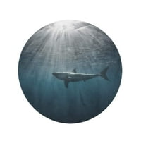 Тркалезна Крпа За Плажа Ќебе Голема Бела Ајкула Во Синиот Океан Подводна Фотографија Предатор Круг За Патување Кружни Крпи Мат