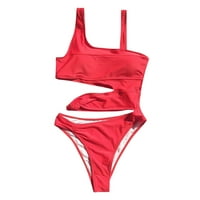 Utoimkio еден костум за капење за жени со висока половината за костими за капење за жени лето солидна екипачка облека за пливање