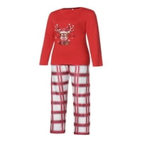Liacowi Matching Family Clothes Set Christmas Deer Homewear Long Sleeve Pullover Tops Plaid Pants