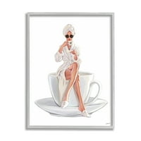 Sumn Industries Chic Woman Robe Cafe Cape Designer Logo Goolsses Sunders Framed Wall Art, 30, дизајн од Ziwei Li