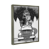 СТУПЕЛ ИНДУСТРИИ среќни празници Подароци за автомобили Графички уметнички сјајни сјајни сиви лебдечки платно печатено wallид