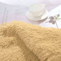 Уникатни поволни цени Реверзибилно бушаво крзно ќебе за кревет за кревет жолто 78 90