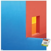 Апстракт - Сини И Портокалови Ѕидови Ѕид Постер со Притисни, 22.375 34