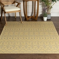 Добро ткаена Медуза Норд 6 '9' жолти марокански племенски килим на отворено