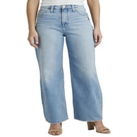 Co. Silver Jeans Co. Women'sенски многу пожелен висок пораст лабави фармерки, големини на половината 24-36