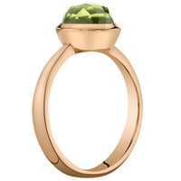Ораво КТ тркалезна форма Зелена перидот солитер прстен во злато од роза од 14 килограми