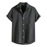 казка менс хавајски кошули со пруги обични кошули со кратки ракави долу кошула летни кошули на плажа црна л