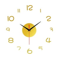 Часовник БРОЈ САМ 3Д Ѕиден Часовник Кварц Домашна Канцеларија Декорација Уметнички Часовник + Жолта