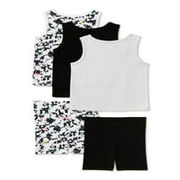 Garanimals Baby & Toddler Girls Tank Tops и шорцеви за велосипеди, сет на облека со 5 парчиња, големини 12M-5T