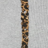 Симетрија пријатна ребра со џемпер со врат од леопард исечете ги жените