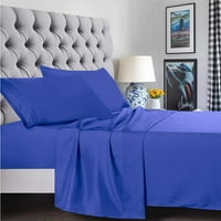 Сет за кревети, серија за длабоки џебни плочи, микрофибер, Калифорнија Кинг, Кралска сина боја