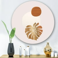 Дизајн на „Апстрактна геометрија форми и тропски палма лист II“ модерна метална wallидна уметност - диск од 11