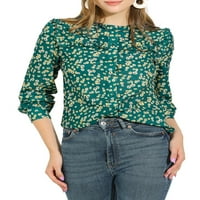 Уникатни поволни цени женска руша тркалезна кошула Дејзи печатена цветна блуза