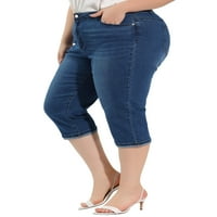 Единствени поволни цени, женски плус фармерки патент од задниот јарем, се тркалаат панталони со тексас на манжетни