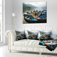DesignArt Убави чамци во езерото Пева - Перница за фрлање брод - 18х18