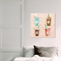 Пистата авенија пијалоци и духови wallидови платно уметност печати „шарен кофеин“ кафе - розово, кафеаво