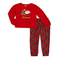 Девојки Божиќ и празник со долг ракав и пижама со пижами, големини 4- & плус