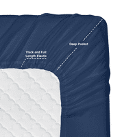 Клара Кларк 18 ” -21” длабок џеб поставен лист за висок душек - мек двојно четкан микрофибер -хипоалергичен, кралица -морнарица