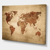 ДизајнАрт „Антички светски мапа VII“ гроздобер платно wallидна уметност печатење
