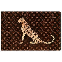 Wynwood Studio Fashion and Glam Wall Art Print 'Mase Printe Feline' Моден начин на живот - кафеав, злато