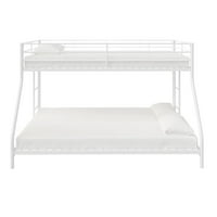Главни места Мал простор Помлад близнак над целосен метален кревет за кревет со низок профил, бел