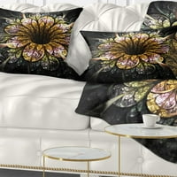 Дигитална дигитална уметност со темно златно фрактална цвет - перница за цвеќиња - 12x20