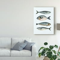 Трговска марка ликовна уметност „Четири риби II“ платно уметност од Ема Скарви