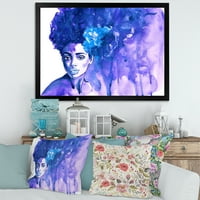 DesignArt 'Славен сино портрет на афро -американска жена' модерен врамен уметнички принт