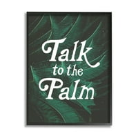 Индустриски студенти разговараат со Палм Пуни тропска фабрика ботаничка лисја графичка уметност црна врамена уметничка wallидна