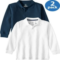 Чудо на нација момчиња Училишна униформа долга ракав двојно пик поло маица, пакет со вредност, големини 4- & хаски