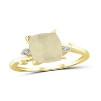 Jewelersclub Moonstone Ring Rigntone Jewelry - 3. Carat Moonstone 14K златен позлатен сребрен прстен накит со бел дијамантски